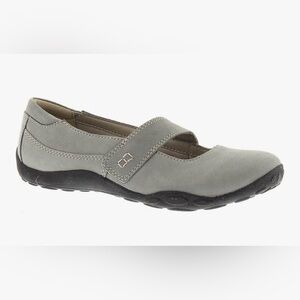Clarks Haley Skylar Light Grey Nubuck Mary Jane Flats Size 6.5W